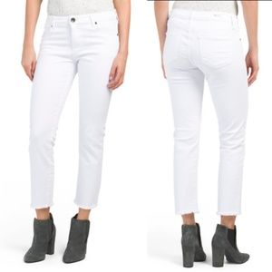 Kut From The Kloth White Skinny Jeans Fray Hem